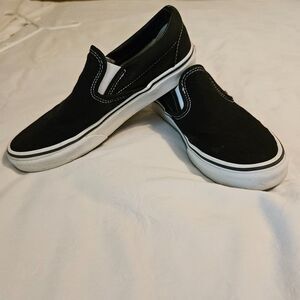 VANS Classic Slip-on Shoes in Black w/White Accents - Size 7.5 Women